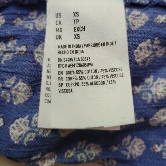 American Eagle Floral Tiered Boho Top womens Prairie Popover Lightweight Size XS - Picture 6 of 6